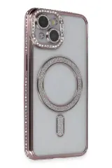 Newface iPhone 14 Kılıf Joke Simli Magneticsafe Kılıf - Pembe