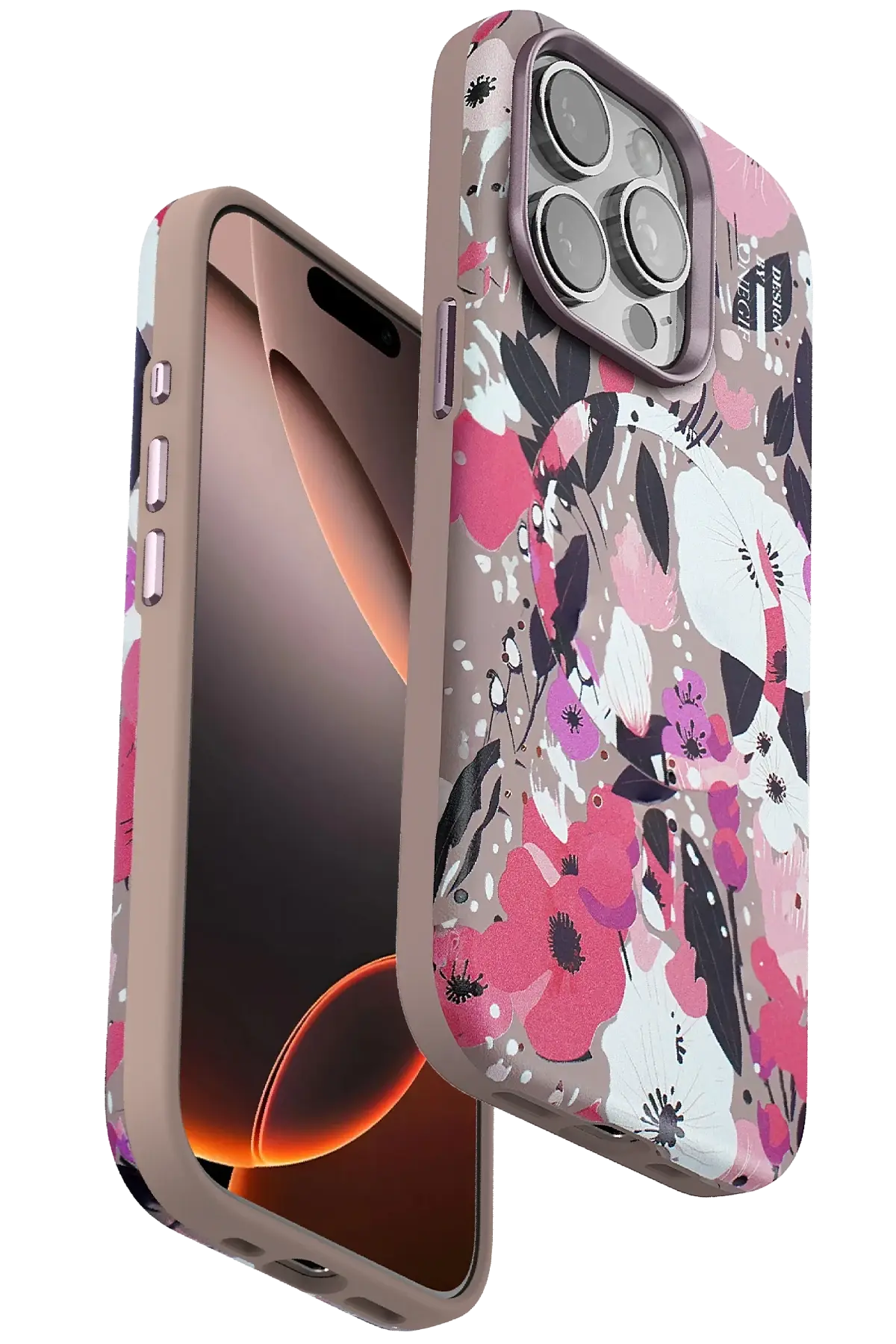 Onegif iPhone 14 Pro Flower Series Magsafe Kapak - Pembe