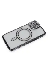 Newface iPhone 13 Kılıf Joke Simli Magneticsafe Kılıf - Siyah