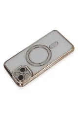 Newface iPhone 13 Kılıf Joke Simli Magneticsafe Kılıf - Gold