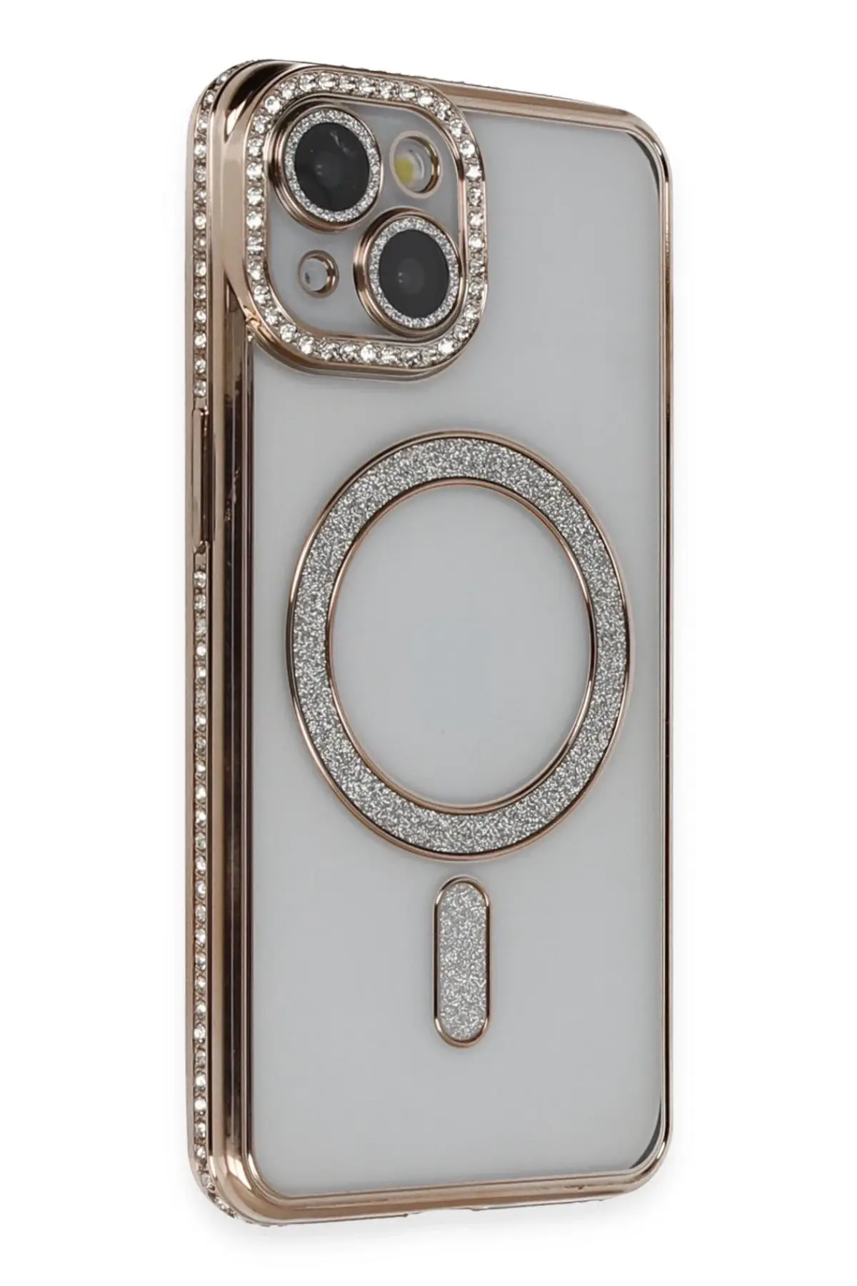 Newface iPhone 13 Kılıf Joke Simli Magneticsafe Kılıf - Gold