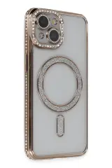 Newface iPhone 13 Kılıf Joke Simli Magneticsafe Kılıf - Gold