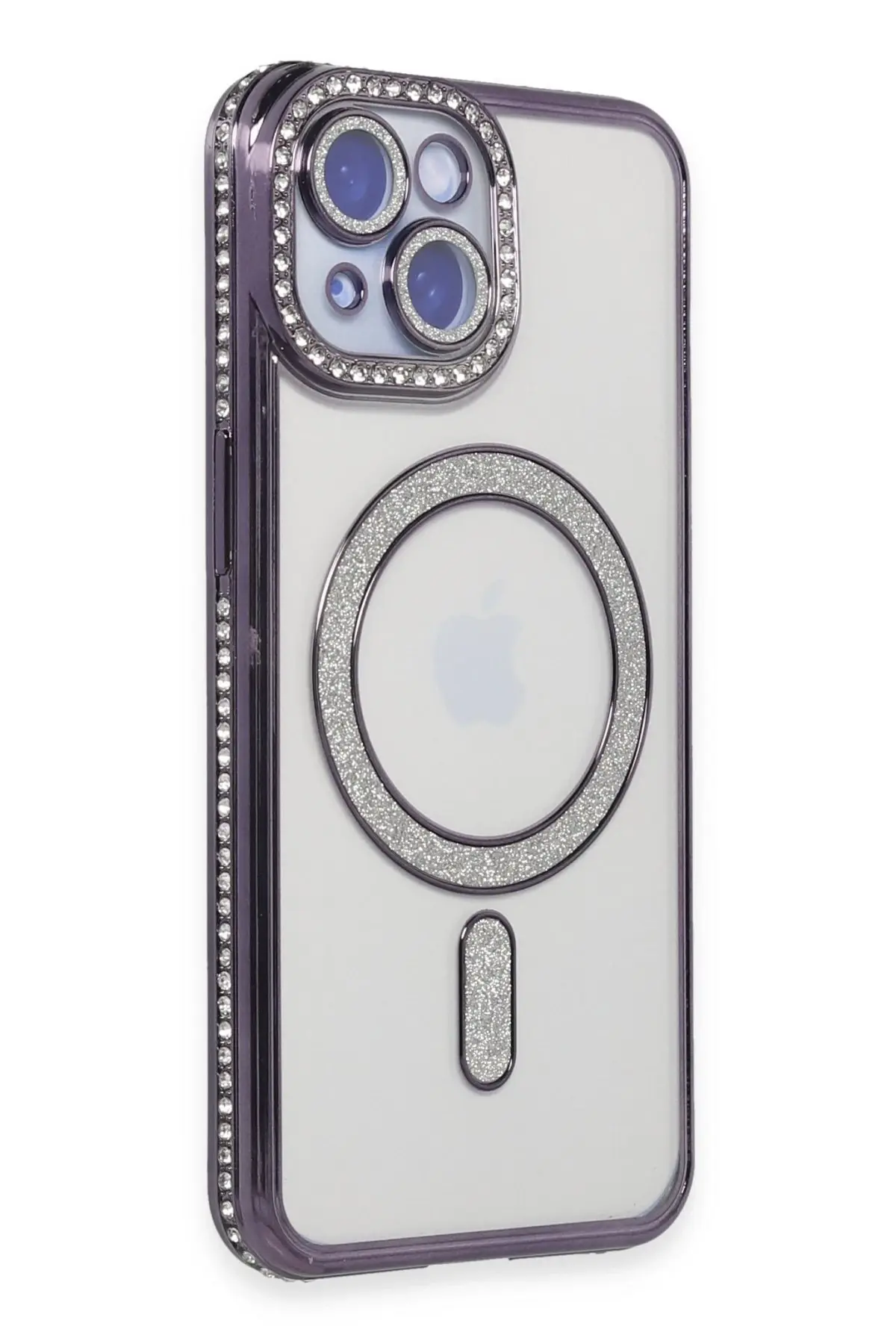 Newface iPhone 13 Kılıf Joke Simli Magneticsafe Kılıf - Derin Mor