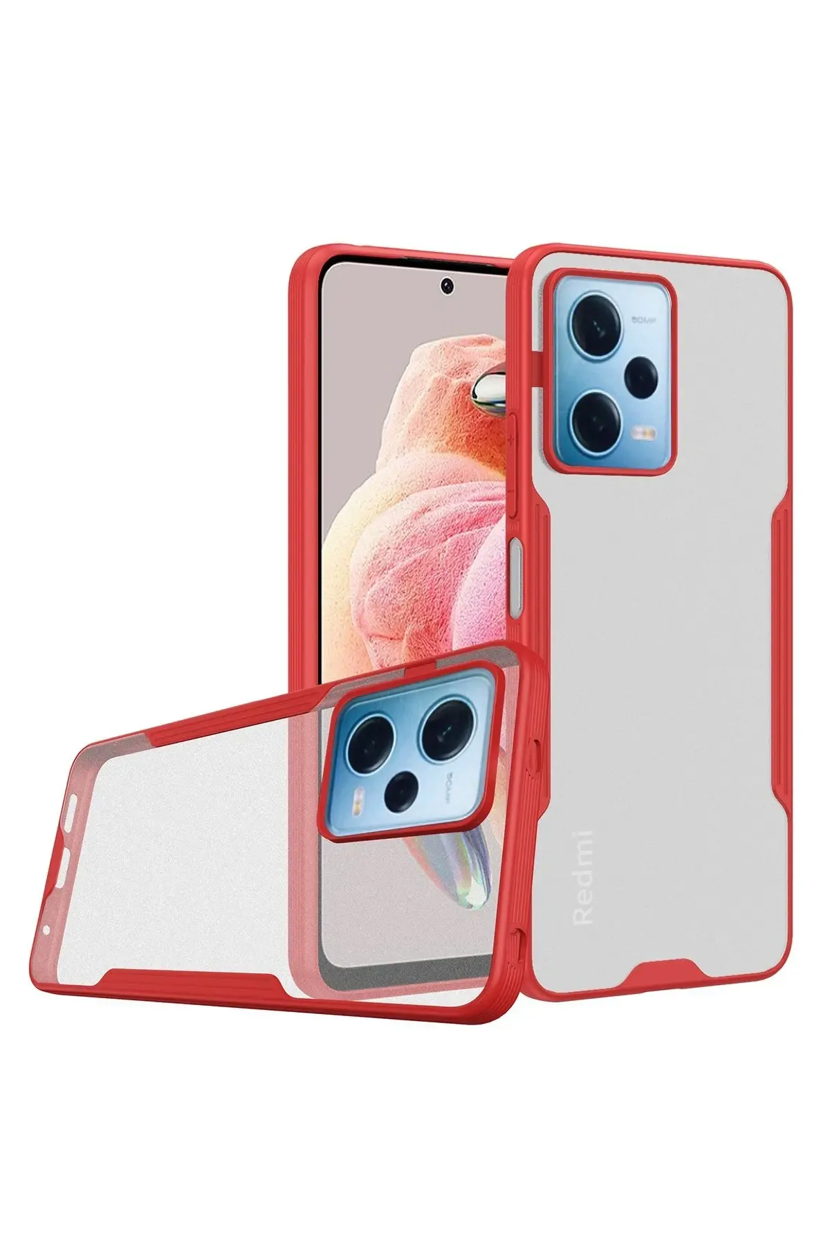 Newface Xiaomi Redmi Note 12 5G Kılıf Platin Silikon - Kırmızı