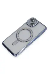 Newface iPhone 13 Kılıf Joke Simli Magneticsafe Kılıf - Mavi