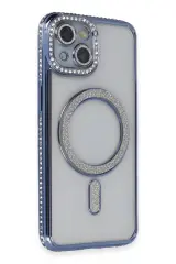 Newface iPhone 13 Kılıf Joke Simli Magneticsafe Kılıf - Mavi