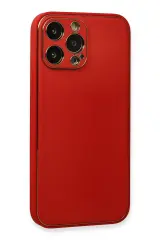 Newface iPhone 13 Pro Max Kılıf Coco Deri Silikon Kapak - Kırmızı