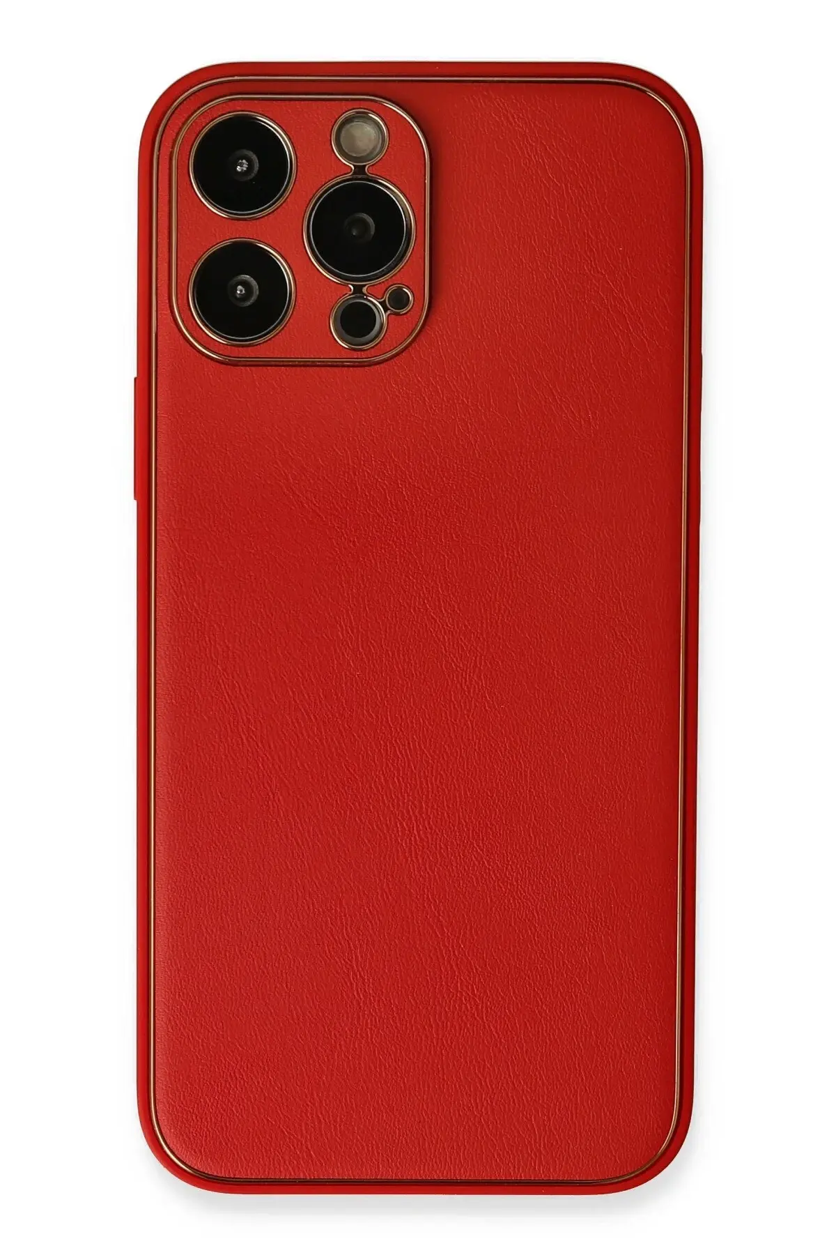 Newface iPhone 13 Pro Max Kılıf Coco Deri Silikon Kapak - Kırmızı