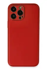 Newface iPhone 13 Pro Max Kılıf Coco Deri Silikon Kapak - Kırmızı