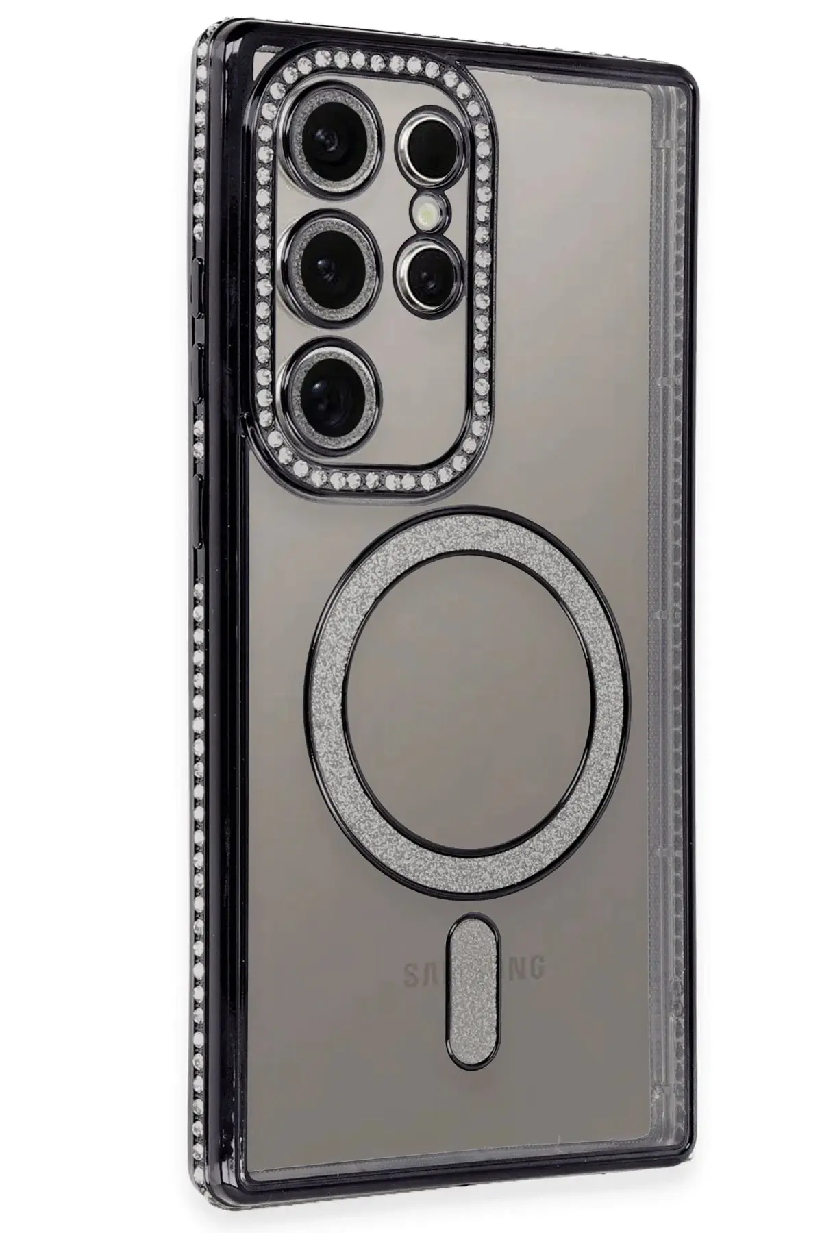 Newface Samsung Galaxy S24 Ultra Kılıf Joke Simli Magneticsafe Kılıf - Siyah