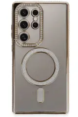 Newface Samsung Galaxy S24 Ultra Kılıf Joke Simli Magneticsafe Kılıf - Gold