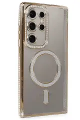 Newface Samsung Galaxy S24 Ultra Kılıf Joke Simli Magneticsafe Kılıf - Gold