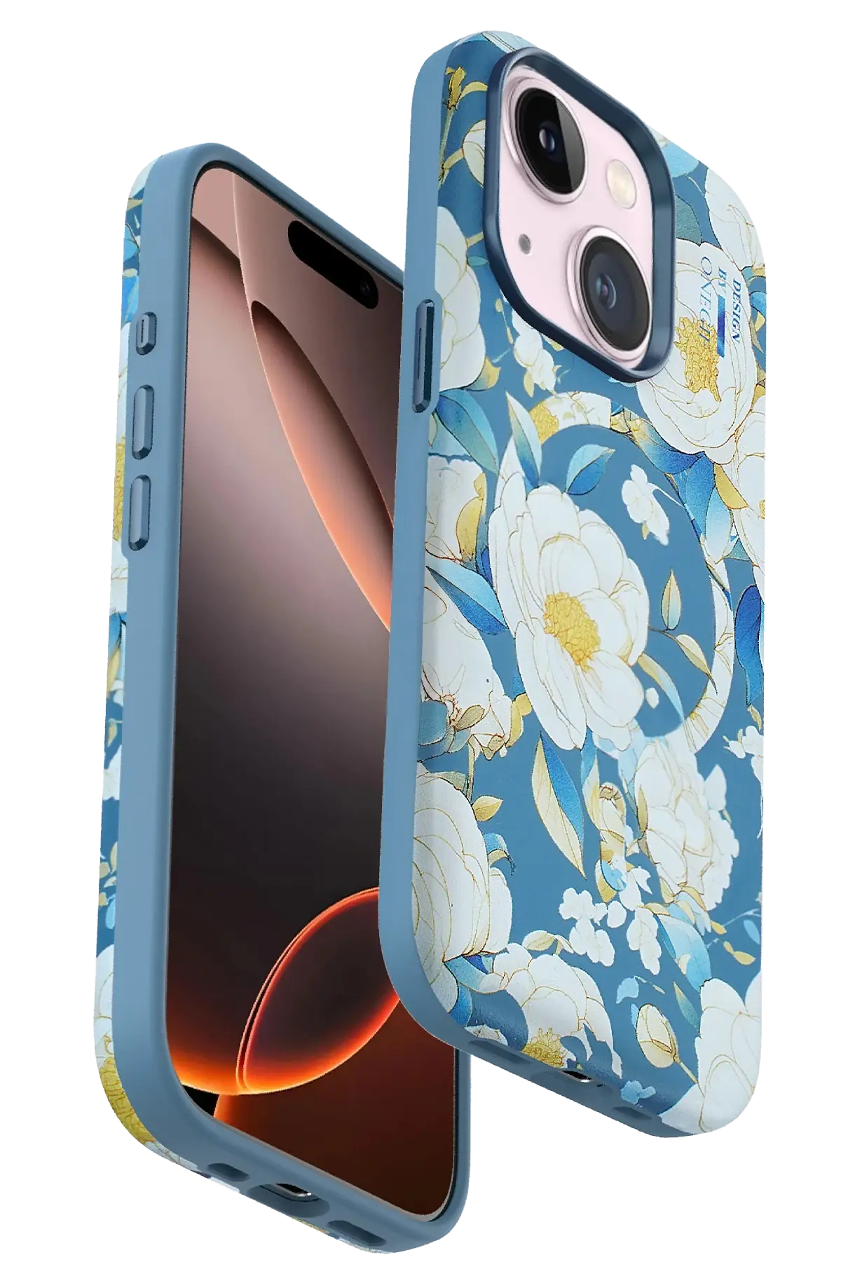 Onegif iPhone 15 Flower Series Magsafe Kapak - Mavi