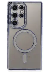 Newface Samsung Galaxy S24 Ultra Kılıf Joke Simli Magneticsafe Kılıf - Mavi