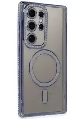 Newface Samsung Galaxy S24 Ultra Kılıf Joke Simli Magneticsafe Kılıf - Mavi