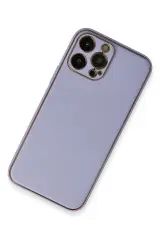 Newface iPhone 13 Pro Max Kılıf Coco Deri Silikon Kapak - Açık Lila