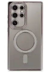 Newface Samsung Galaxy S24 Ultra Kılıf Joke Simli Magneticsafe Kılıf - Pembe