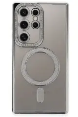 Newface Samsung Galaxy S24 Ultra Kılıf Joke Simli Magneticsafe Kılıf - Gümüş