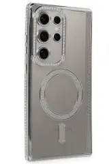 Newface Samsung Galaxy S24 Ultra Kılıf Joke Simli Magneticsafe Kılıf - Gümüş