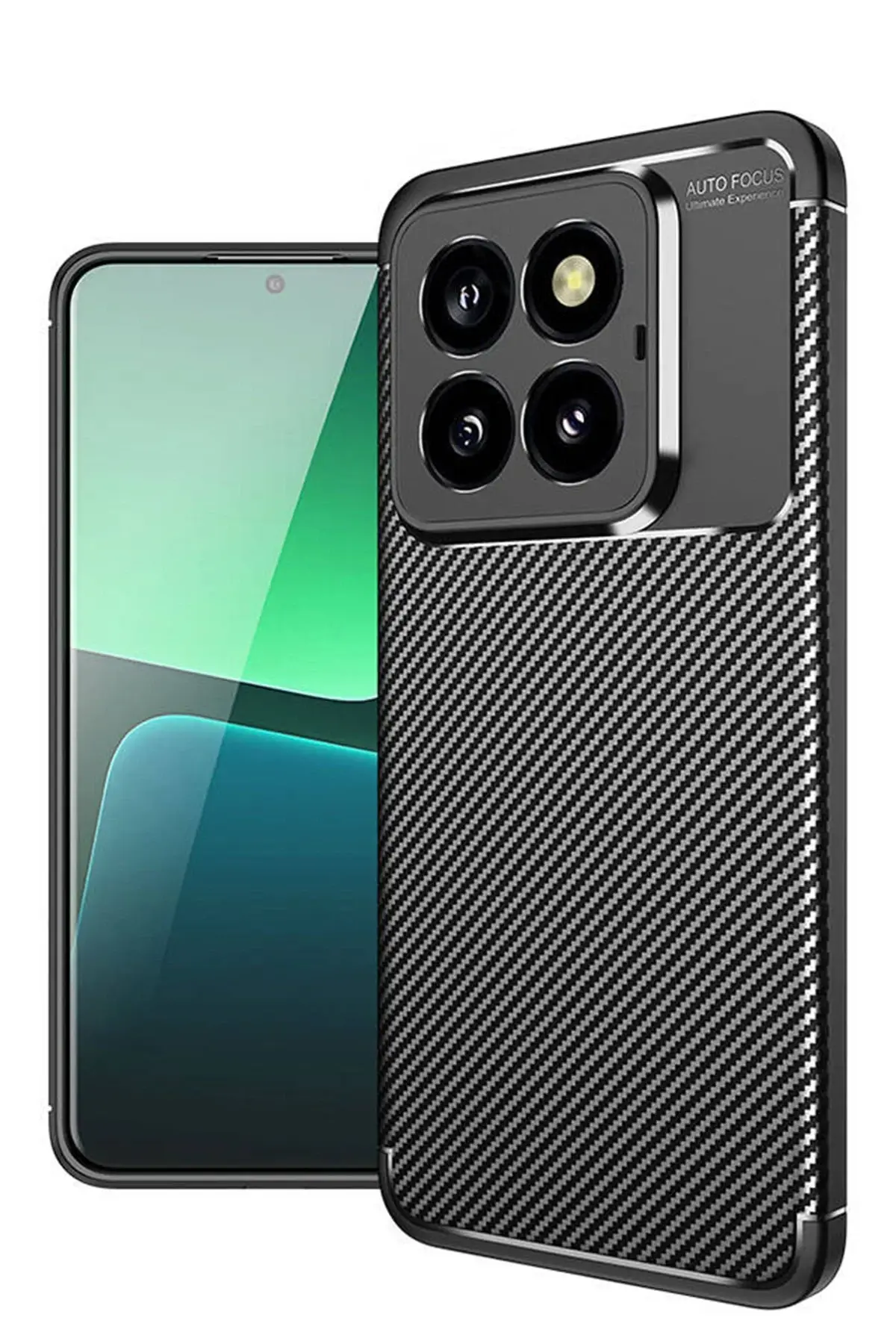 Newface Xiaomi Mi 14T Pro Kılıf Auto Focus Karbon Kapak - Siyah