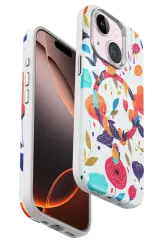 Onegif iPhone 15 Plus Flower Series Magsafe Kapak - Beyaz