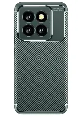 Newface Xiaomi Mi 14T Pro Kılıf Auto Focus Karbon Kapak - Koyu Yeşil
