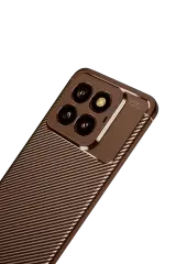 Newface Xiaomi Mi 14T Pro Kılıf Auto Focus Karbon Kapak - Kahverengi