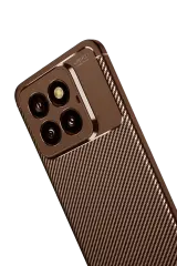 Newface Xiaomi Mi 14T Pro Kılıf Auto Focus Karbon Kapak - Kahverengi