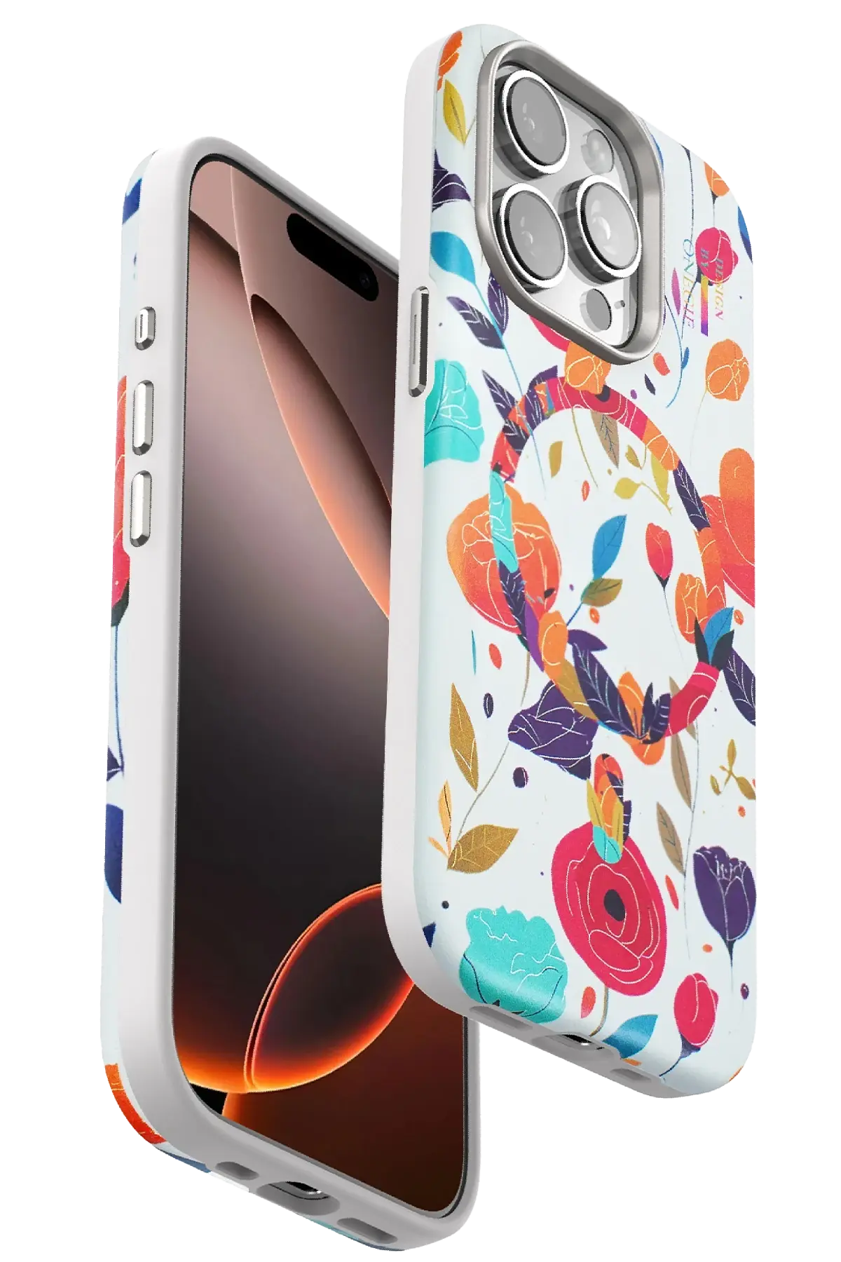 Onegif iPhone 15 Pro Max Flower Series Magsafe Kapak - Beyaz