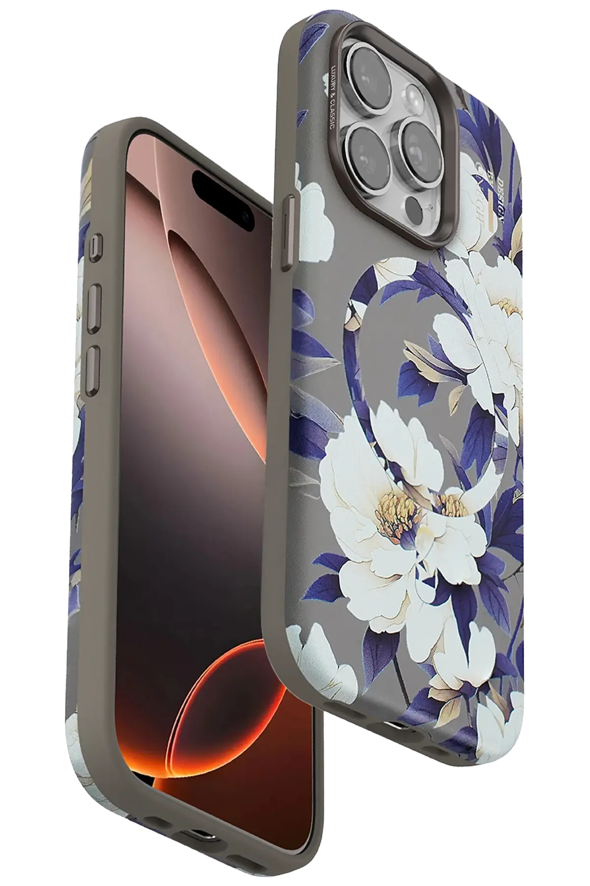 Onegif iPhone 15 Pro Max Flower Series Magsafe Kapak - Gri