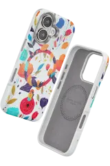 Onegif iPhone 16 Flower Series Magsafe Kapak - Beyaz