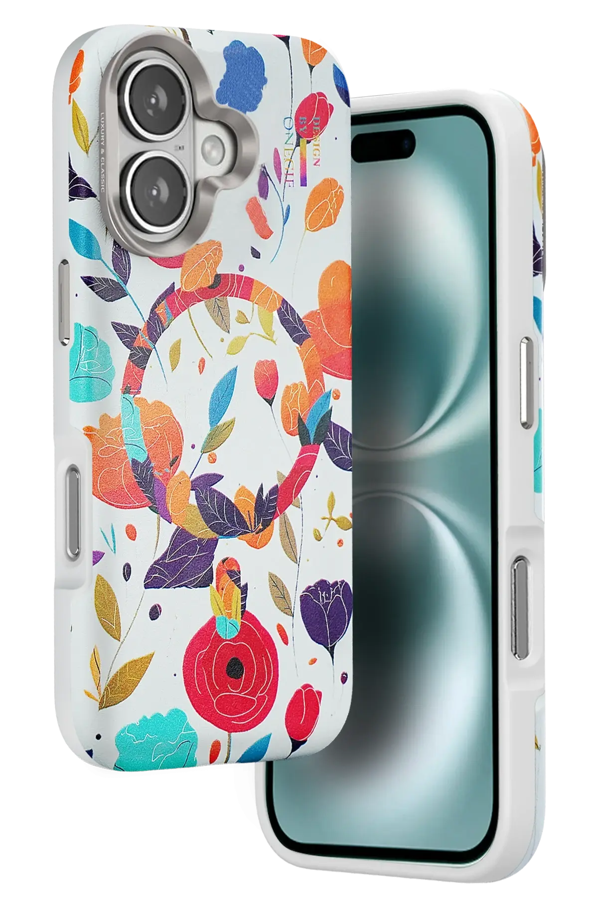 Onegif iPhone 16 Flower Series Magsafe Kapak - Beyaz