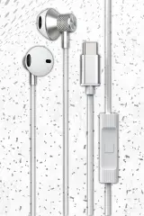Newface LS-730 1.2M iPhone 15 Serisi ile Uyumlu Type-C Kablolu Kulaklık - Gri