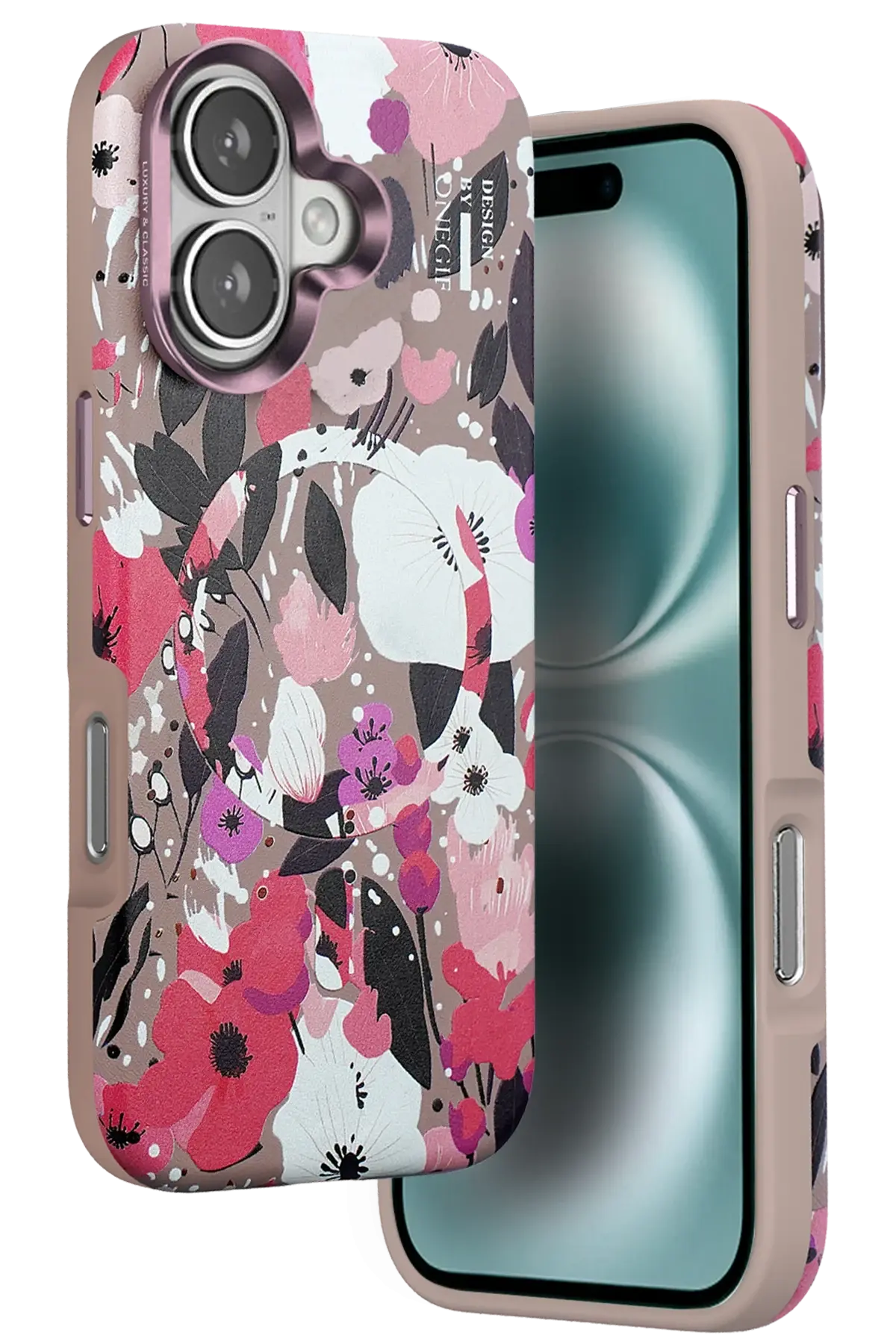 Onegif iPhone 16 Flower Series Magsafe Kapak - Pembe