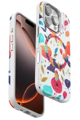 Onegif iPhone 16 Pro Flower Series Magsafe Kapak - Beyaz