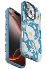 Onegif iPhone 16 Pro Flower Series Magsafe Kapak - Mavi
