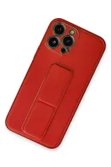 Newface iPhone 13 Pro Max Kılıf Coco Deri Standlı Kapak - Kırmızı