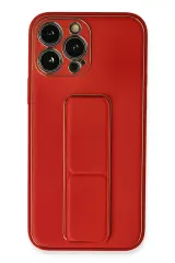 Newface iPhone 13 Pro Max Kılıf Coco Deri Standlı Kapak - Kırmızı