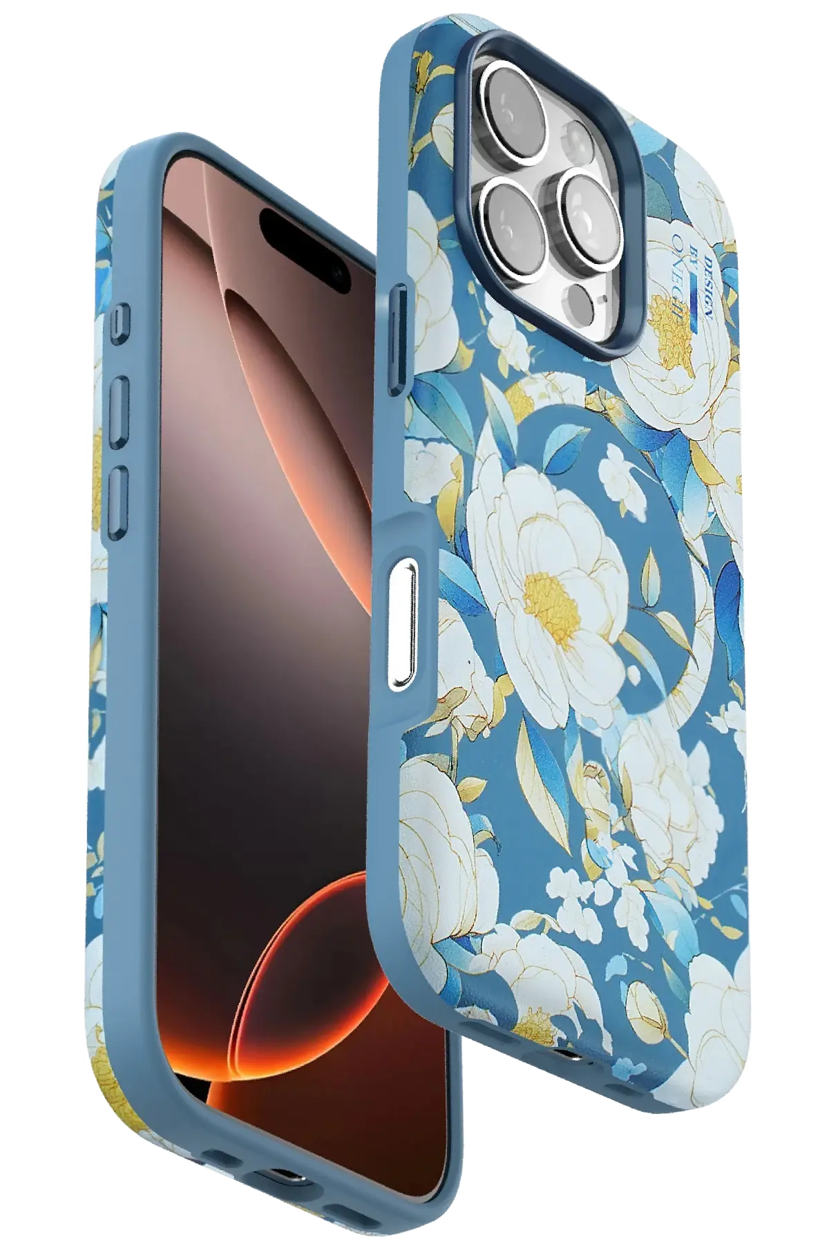 Onegif iPhone 16 Pro Max Flower Series Magsafe Kapak - Mavi