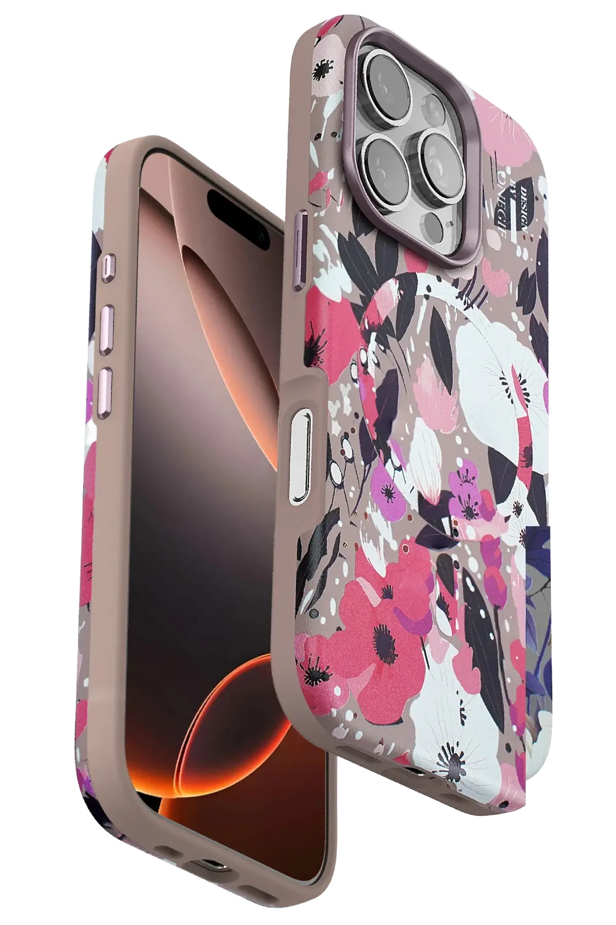 Onegif iPhone 16 Pro Max Flower Series Magsafe Kapak - Pembe