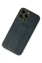 Newface iPhone 13 Pro Kılıf Coco Deri Standlı Kapak - Mavi