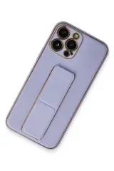 Newface iPhone 13 Pro Kılıf Coco Deri Standlı Kapak - Lila