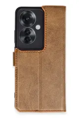 Newface Oppo Reno 11F Kılıf Trend S Plus Kapaklı Kılıf - Taba