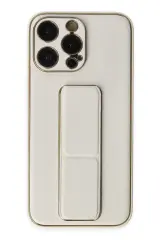 Newface iPhone 13 Pro Kılıf Coco Deri Standlı Kapak - Beyaz