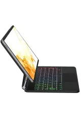 Newface Samsung Galaxy T870 Tab S7 11 Kılıf Eternal Ledli Klavyeli Tablet Kılıfı - Siyah