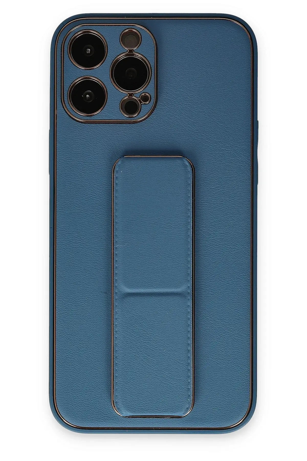 Newface iPhone 13 Pro Kılıf Coco Deri Standlı Kapak - Açık Mavi