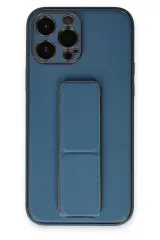 Newface iPhone 13 Pro Kılıf Coco Deri Standlı Kapak - Açık Mavi