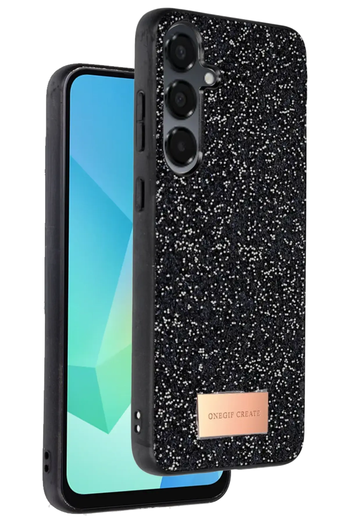 Onegif Samsung Galaxy A56 Bright Simli Kapak - Siyah