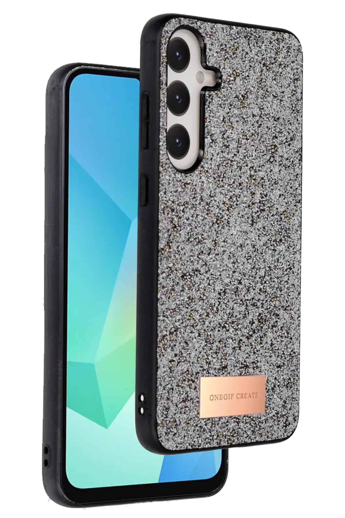 Onegif Samsung Galaxy A56 Bright Simli Kapak - Gümüş