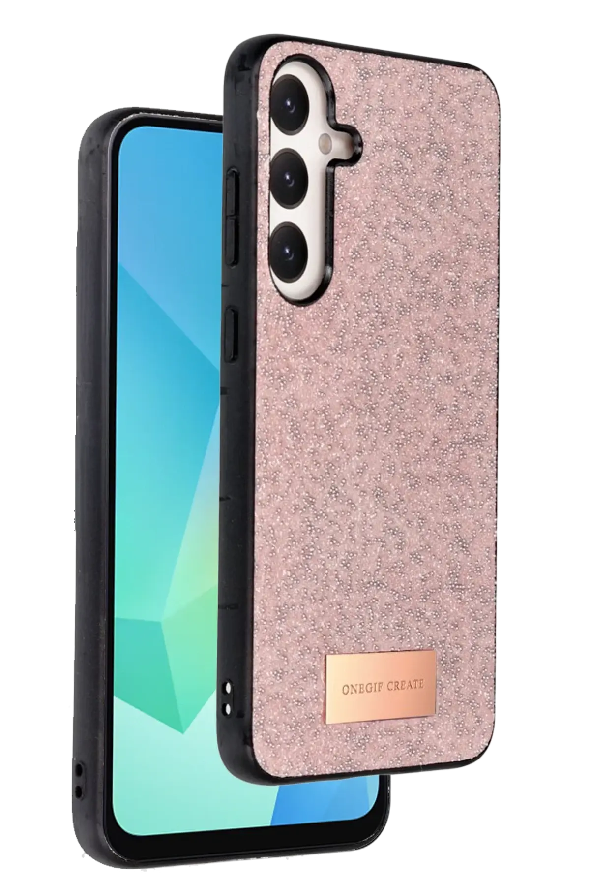 Onegif Samsung Galaxy A56 Bright Simli Kapak - Pembe